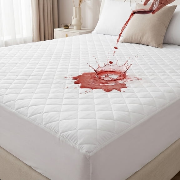 FUNDAZE Queen Waterproof Mattress Protector, Quilted Breathable Noiseless Mattress Pad, Deep Pocket Fits up to 18'', White