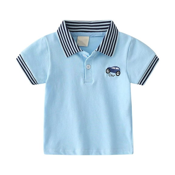 FUNDUFI Baby Boys Tshirts Short Sleeve Cartoon Car Printed Lapel Polo Shirts Soft Comfortable Buttons Up Summer Gentleman Shirt Tops 4-5 Years
