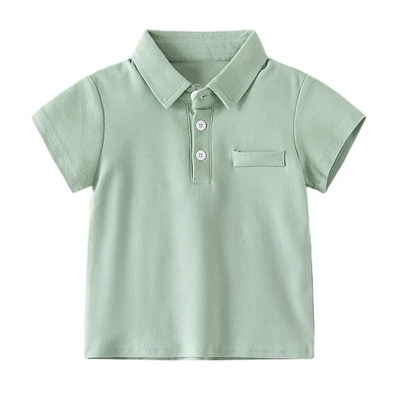 FUNDUFI Baby Boys Tshirts Short Sleeve Casual Solid Color Lapel Polo Shirts Soft Comfortable Buttons Up Summer Shirt Tops 18-24 Months