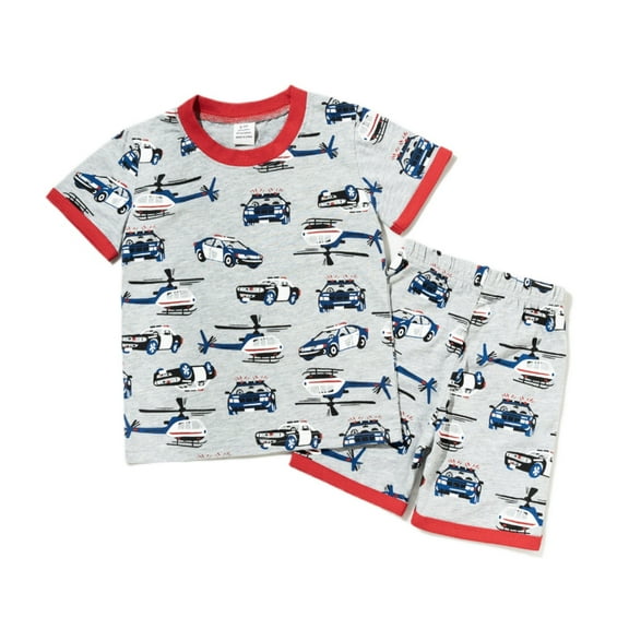 FUNDUFI Boys Pajamas Short Sleeve Cartoon Excavator Print Pajama Tops Shorts 2Pcs Pjs Sets Sleepwear Clothes Set For Boy Comfy Kids Homewear