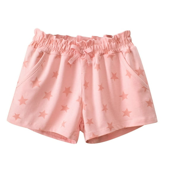 FUNDUFI Child Girls Shorts Casual Star Printed Stretchy Waist Bowknot Shorts Soft Loose Fit Workout Shorts Comfy Girl'S Dailywear