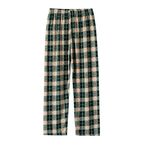 FUNDUFI Girls Pants Fashion Plaid Printed Stretchy Waist Pajama Pants Wide Leg Soft Warm Loose Fit Sleepwear Trousers For 5-6 Years