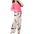 thumbnail image 1 of FUNDUFI Lounge Set For Women Short Sleeve Tops Long Pants Oversized 2Pcs Pjs Set Comfy Sleepewar Outfit Summer Nightwear, 1 of 4