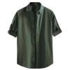 FUNDUFI Mens Linen Shirt 3/4 Sleeve Casual Solid Color Linen Shirts For Man Breathable Soft Loose Buttons Up Summer Tee Shirts Comfy Men's Dailywear