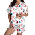 thumbnail image 1 of FUNDUFI Pajama Set For Women Short Sleeve Laepl Valentine's Day Love Heart Printed Shirts Shorts 2Pcs Pajamas Set Soft Lightweight Loose Fit Sleepwear Sets Comfy Women's Pjs Sets, 1 of 6
