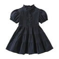 thumbnail image 1 of FUNDUFI Toddler Girls Dresses Puff Sleeve Simple Solid Color Dress Soft Breathable Loose Princess Dresses Leisure Kids Sundress, 1 of 5