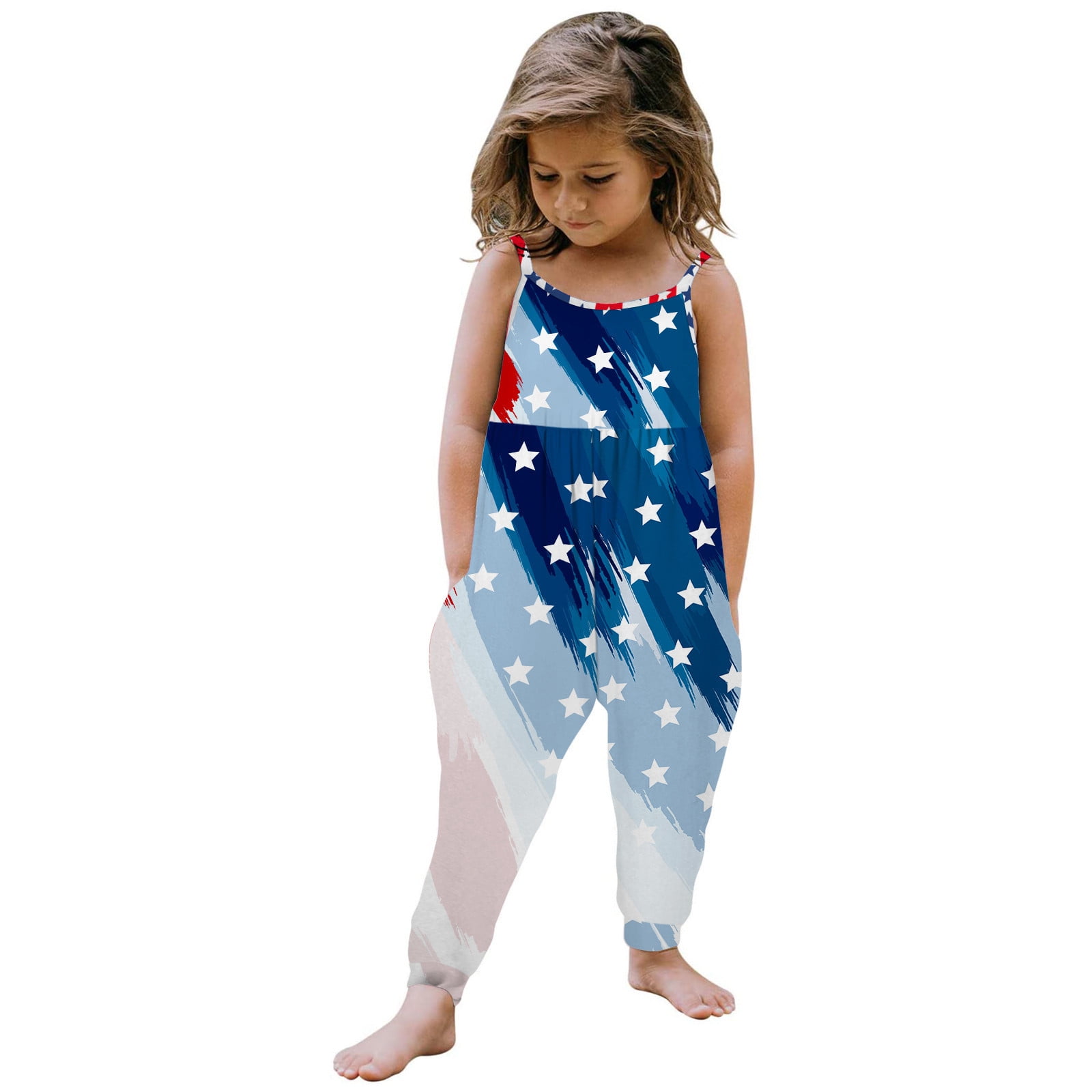 Babyhug 100% Cotton Sleeveless Jumpsuit Stripes & Stars Print - White