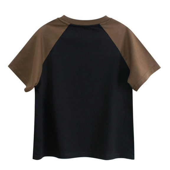 FUNDUFI Toddler Kids Boys Tee Shirts Short Sleeve Casual Letter Printed Cotton T Shirts Soft Comfortable Summer Shirt Tops 6-7 Years