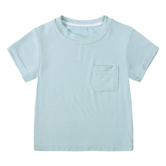 FUNDUFI Toddler Kids Boys Tee Shirts Short Sleeve Casual Solid Color Basic T Shirts Soft Comfortable Summer Shirt Tops 18-24 Months
