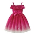 thumbnail image 1 of FUNDUFI Toodler Baby Dresses Ruffled Sleeve Casual Glitter Gradient Color Mesh Tulle Dress Soft Loose Summer Dresses Leisure Girl's Sundress, 1 of 9