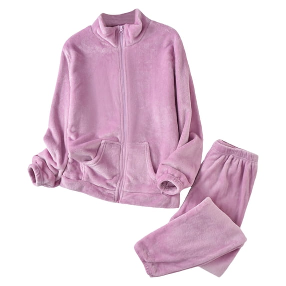 FUNDUFI Women Comfortable Soft Flannel Pajamas Thickened Warm Coral Velvet Home Clothes Sleepwear Pyjamas Soft Homewear