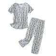 thumbnail image 1 of FUNDUFI Women Cotton Pajamas Set Short Sleeve Top Capri Pants Sleepwear Pyjamas Plus Size Soft Nightwear, 1 of 3