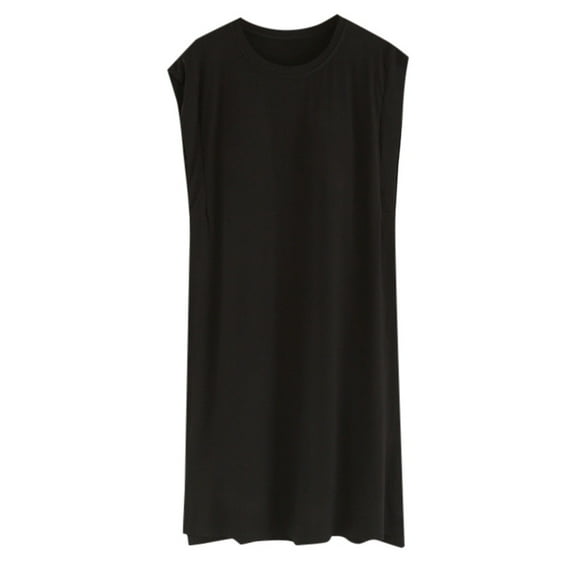 FUNDUFI Women Padded Pajamas Sleeveless Pajamas Solid Color Mid-Length Home Clothing Sleepwear Pyjamas Comfort Night-clothes