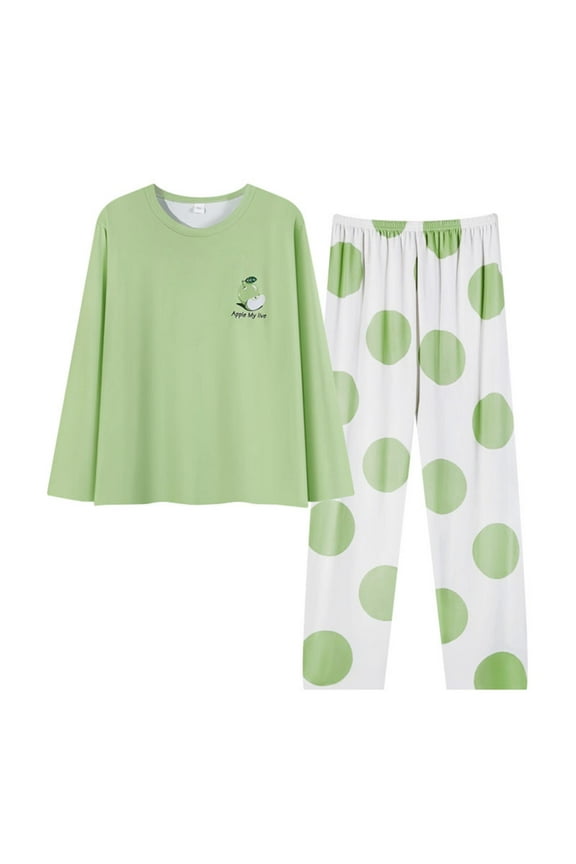 Women Pajama Outfits Cute Sweet Animal Printed Long Sleeve Oversized Pajamas T-Shirt Stretchy Sleepwear Pants Breathable Loose Fit 2Pcs Homewear Pajama Sets Comfy Pjs For Women