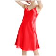 thumbnail image 1 of FUNDUFI Women Pajama Sexy Nightgowns V Neck Breathable Night Dress Satin Spaghetti Strap Chemise Nightshirt Sleepwear Pyjamas Soft Nightwear, 1 of 8