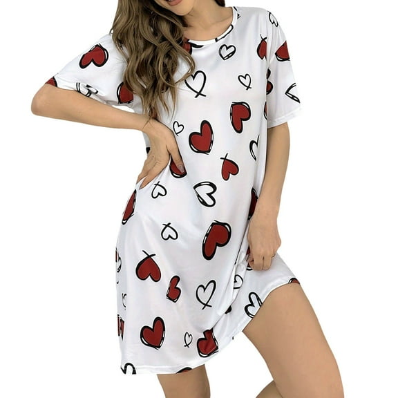 FUNDUFI Women Pajamas Valentine Day Heart Pattern Can Be Weared Casual Comfortable Women Pajamas Sleepwear Pyjamas Cozy Loungewear
