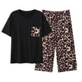 thumbnail image 1 of FUNDUFI Women'S Pajama Set Short Sleeve Casual Prints Pajama Tops With Sleepwear Capri Pants Oversized 2Pcs Pjs Outfit Set Soft Lightweight Lounge Sets Loose Homewear, 1 of 8