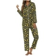 thumbnail image 1 of FUNDUFI Women's Pajama Sets Christmas Printed Button Up Long Sleeve Shirts + Stretchy Loose Fit Pants 2Pcs Sleepwear Outfits Comfy Ladys Sleeping Clothes, 1 of 4