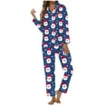 thumbnail image 1 of FUNDUFI Women's Pajama Sets Christmas Printed Button Up Long Sleeve Shirts + Stretchy Loose Fit Pants 2Pcs Sleepwear Outfits Comfy Ladys Nightwear, 1 of 5