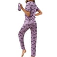 thumbnail image 1 of FUNDUFI Womens Pajamas Short Sleeve Laepl Valentine's Day Love Heart Printed Shirt Tops Pants 2Pcs Pajamas Set Soft Lightweight Loose Fit Sleepwear Sets Comfy Women's Pjs Sets, 1 of 8