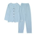 thumbnail image 1 of FUNDUFI Womens Pajamas Outfit Sets Long Sleeve Fashion Patchwork Color Pajama Shirt Pants 2Pcs Sleepwear Sets Soft Loose Fit Pjs Sets Leisure Women'S Nightwear, 1 of 7