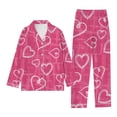 thumbnail image 1 of FUNDUFI Womens Pajamas Set Long Sleeve Lapel Casual Valentine's Day Love Heart Printed Pajama Shirts + Pants 2Pcs Pjs Sets Soft Loose Fit Sleepwear Outfits Set Comfy Women'S Homewear, 1 of 3