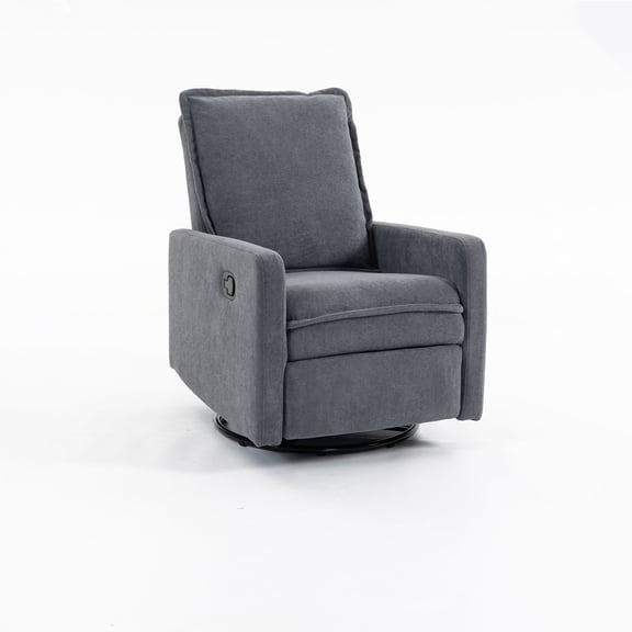 FUNECORP Manual Swivel Rocker Recliner 360° Swivel Rocking Chair for Small Space Nursery Comfy Modern Chair for Living Room,Gray