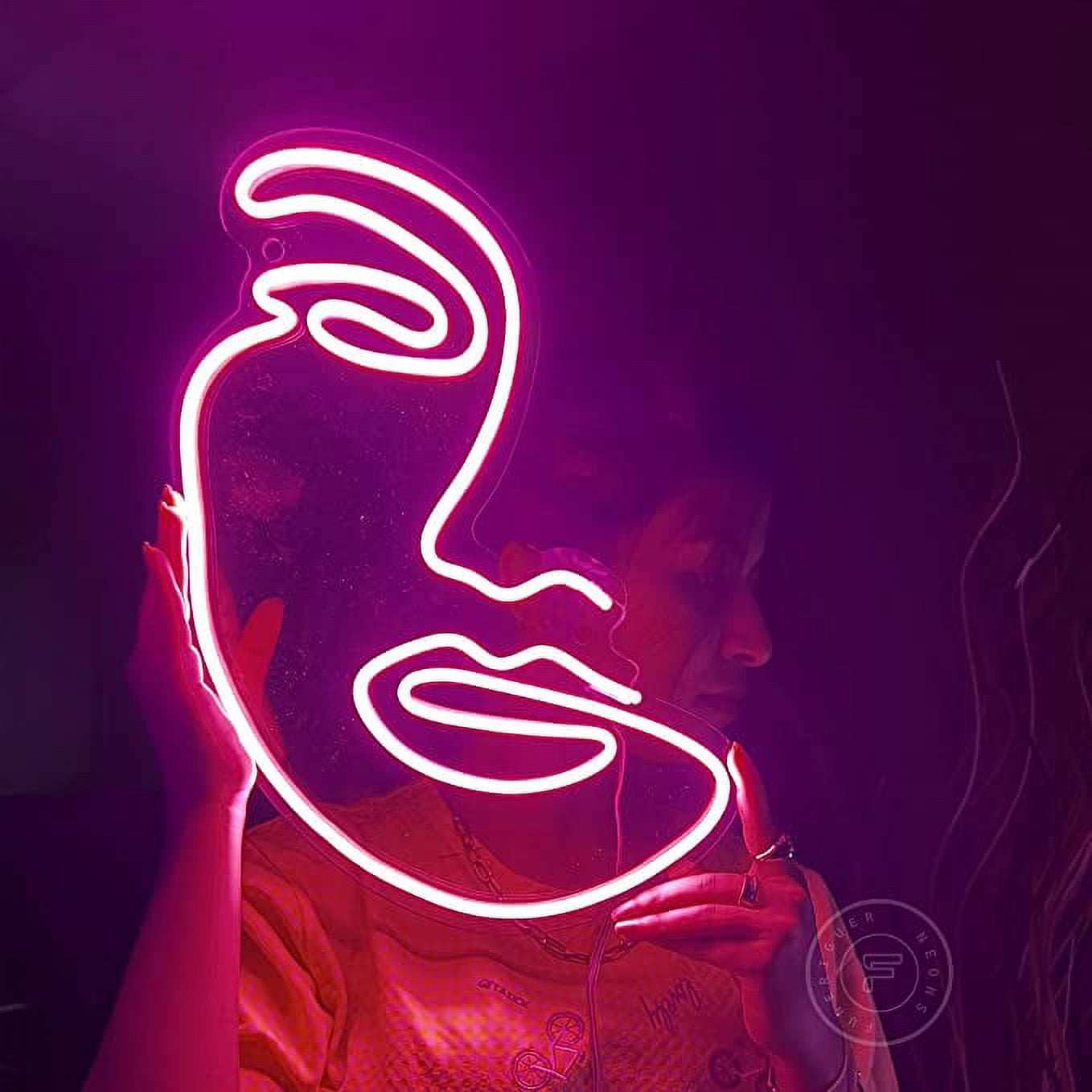 FUNERIGUER Abstract Face Neon Sign 12 x15 inches Hot Pink- With Power ...