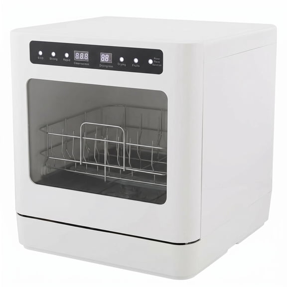 FUNGQI Countertop Portable Dishwasher, 4 Cleaning Modes, 360 Rotating Spray Arms, 72-Hour Dry Storage, Touch Control, ABS & PP Material for Home Apartment Dorm