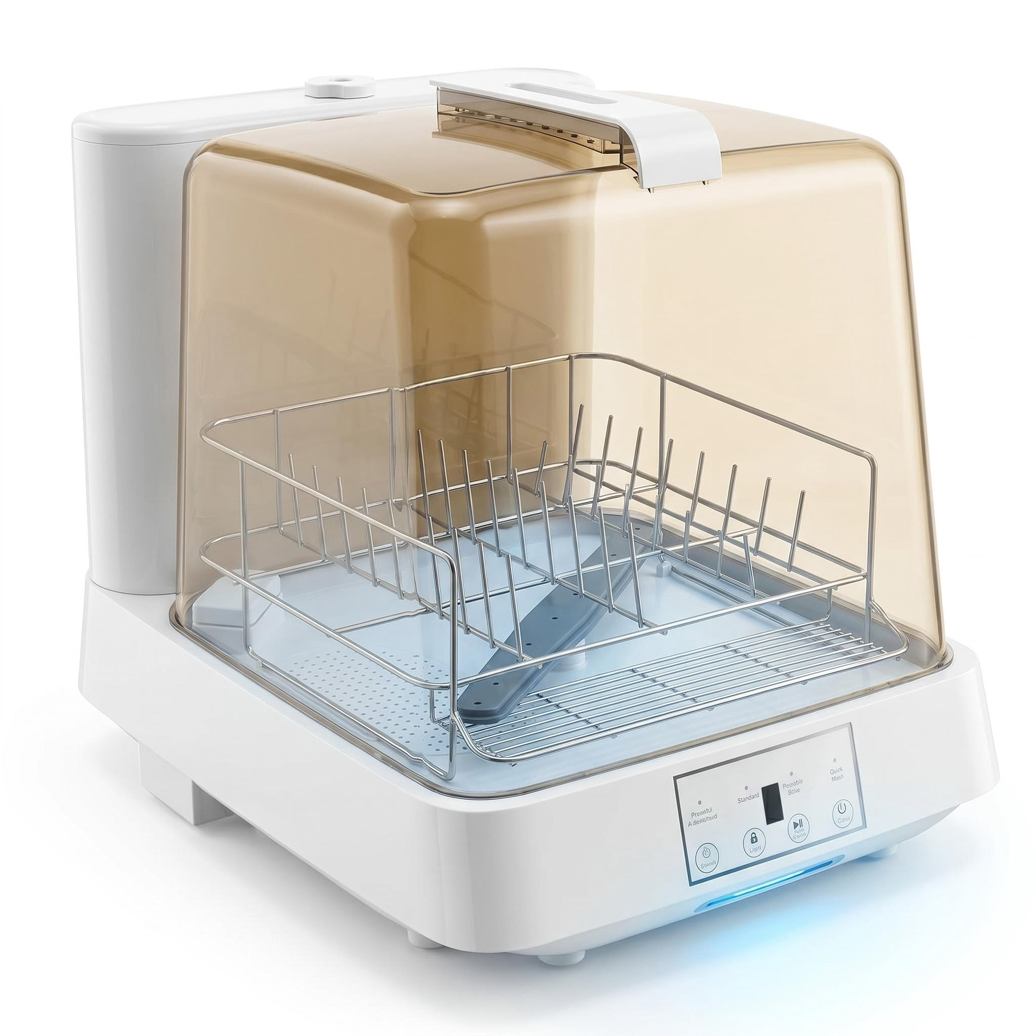 FUNGQI Portable Countertop Dishwasher with 1.59Gal Built-in Water Tank, 45dB Ultra-Quiet Mini Tabletop Dishwashing Machine with Child Lock, 3 Programs, Air-Dry for Apartments Dorms RVs, White