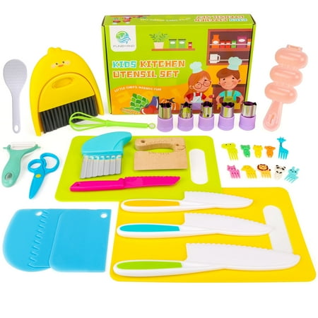 FUNGYAND 22-Piece Kids Cooking Set - Montessori Kitchen Tools for Children, Kids Knife Set for Real Cooking