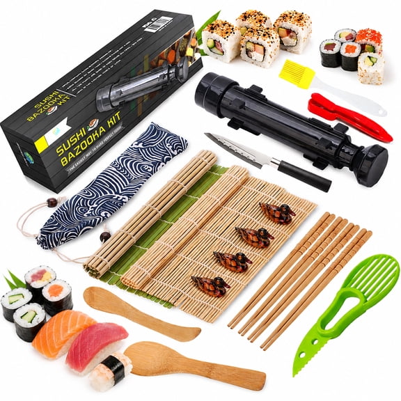 FUNGYAND Classics Sushi Making Kit Bamboo Sushi Maker Rolling Mat 18 pcs