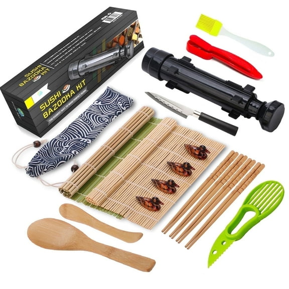 FUNGYAND Classics Sushi Making Kit Bamboo Sushi Maker Rolling Mat 18 pcs