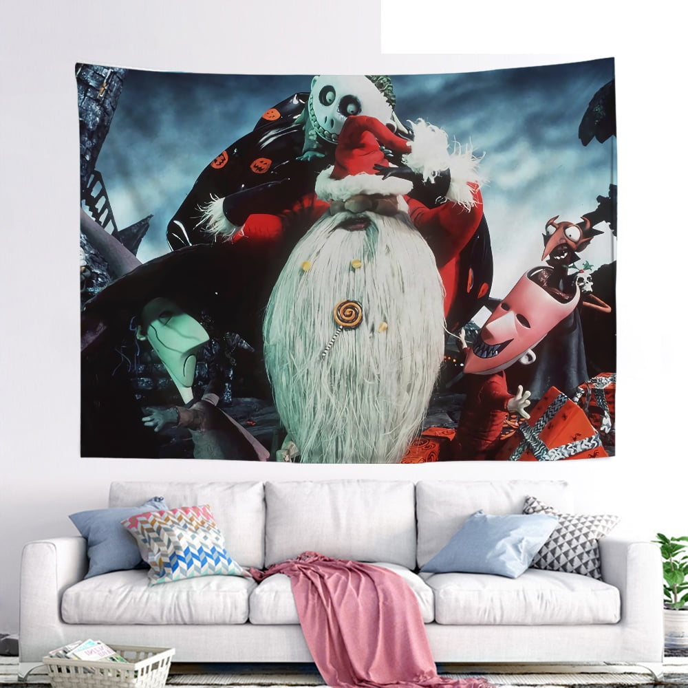 FUNIER Tapestry Nightmare before Christmas Wall Hanging Tapestries Halloween Themed Party Decoration for Bedroom Livingroom Dormitory Walmart