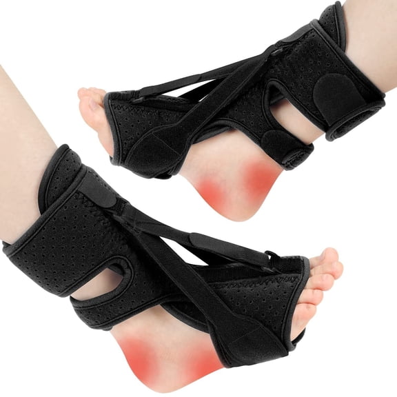 FUNING 2 Pack Adjustable Plantar Fasciitis Night Splint,Upgrade 3 Adjustable Straps Plantar Fasciitis Relief Night Splint for Women & Men