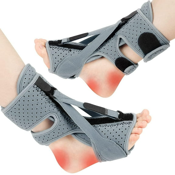 FUNING 2 Pack Adjustable Plantar Fasciitis Night Splint,Upgrade 3 Adjustable Straps Plantar Fasciitis Relief Night Splint for Women & Men