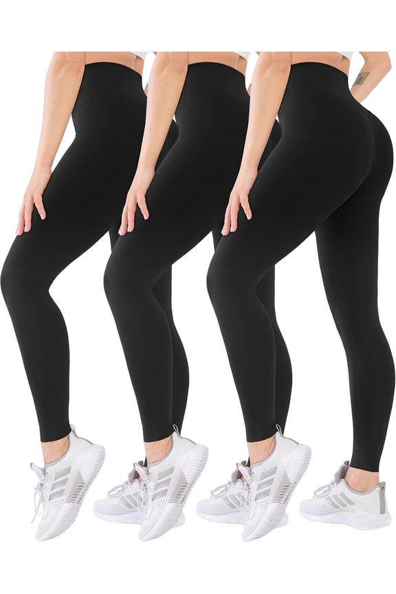 3 Pack High Waisted Leggings for Women-Soft Athletic Tummy Control Pants for Running Yoga Workout Reg & Plus Size