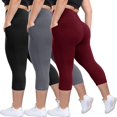 thumbnail image 1 of FUNING 3 Pack Plus Size Leggings with Pockets for Women - Black High Waisted Tummy Control Soft Yoga Pants for Gym Workout, 1 of 6