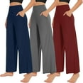thumbnail image 1 of FUNING  3 Pack Women's Wide Leg Pants with Pockets High Waist Loose Sweatpants Casual Lounge Yoga Workout Palazzo, 1 of 6