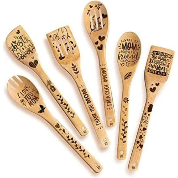 FUNING 6-piece Wooden Spoons For Cooking, Unique Valentines Day Gifts For Her, Valentines Day Gifts For Mom, Gift Set For Women, Valentines Day Gifts For Wife - Valentines Day Gifts For Teachers