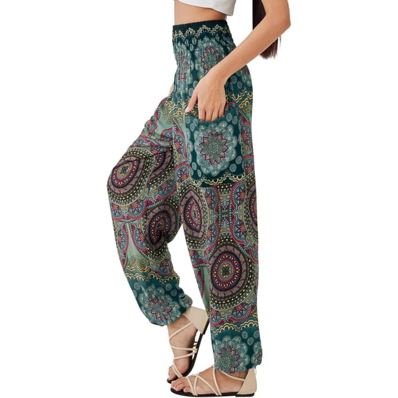 FUNING Boho Pants for Women - Hippie Harem Pants Women - Womens Yoga Pants – Comfy Bohemian Flowy Hippie Clothes