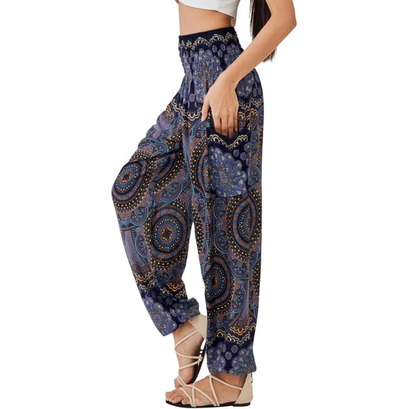 FUNING Boho Pants for Women - Hippie Harem Pants Women - Womens Yoga Pants – Comfy Bohemian Flowy Hippie Clothes