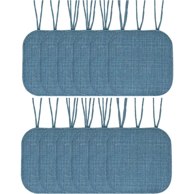 FUNING  Chair Cushion Memory Foam Pads with Ties Honeycomb Pattern Slip Non Skid Rubber Back Rounded Square 16" x 16" Seat Cover