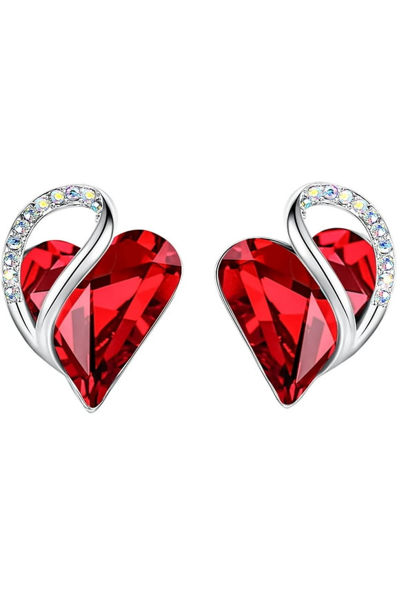 Infinity Love Heart Birthstone Crystal Stud Earrings for Women, Silver Tone Fashion Statement Jewelry, Holiday Birthday Gifts for Mother Daughter Wife Mom Sister Her