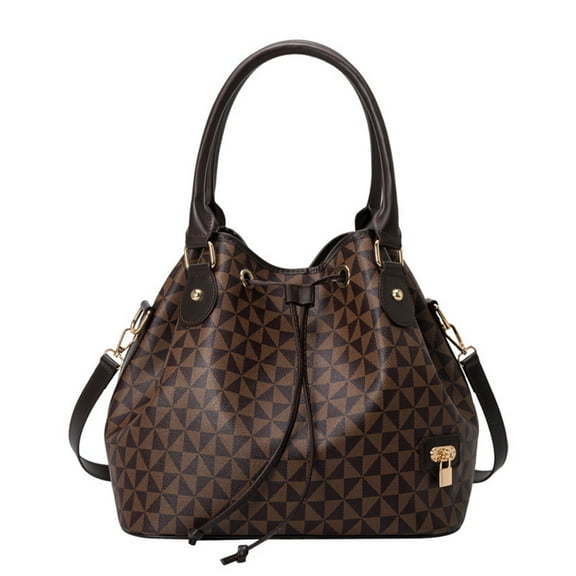 FUNING Large capacity handbag bucket bag, new trendy brand printed light luxury casual shoulder bag