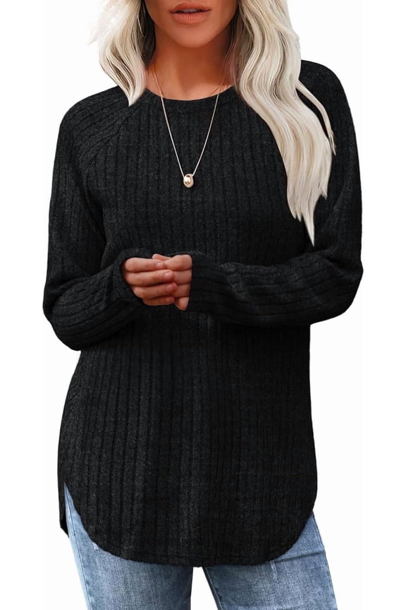 Long Sleeve Shirts for Women Tunic Tops for Women Loose Fit Dressy Crew Neck Pullover Basic Sweaters for Women 2025