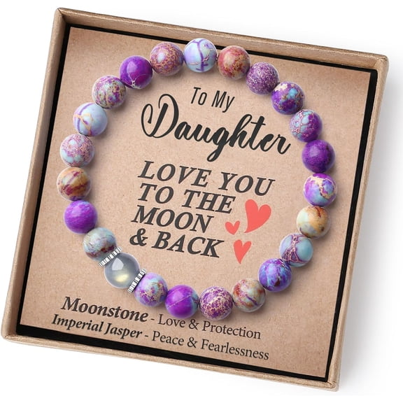 FUNING Natural Gemstone Bracelet Gifts for Daughter Mom Sister Niece Aunt Wife Girlfriend Grandma