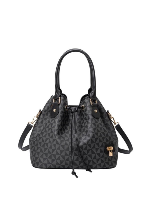 New Large Capacity Multi functional Printed Bucket Bag Women's Korean Edition Fashion Handbag Single Shoulder Crossbody Bag Commuter Bag