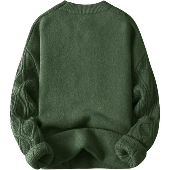 FUNING Oversized Sweater 90s Vintage Cable Knit Long Sleeve Women Woven Heavy Crewneck Pullover