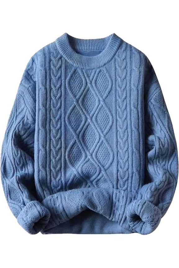 Oversized Sweater 90s Vintage Cable Knit Long Sleeve Women Woven Heavy Crewneck Pullover